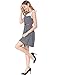 Allegra K Women's Chiffon Panel Stripe Short Sleeveless A-Line Dress with Belt Blue Large