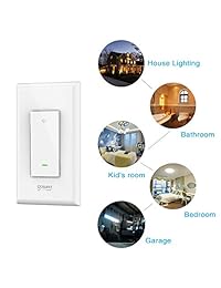 Interruptor de luz inteligente Wi Fi, TanTan 15A interruptor inteligente de pared que funciona con  Alexa,  Home e IFTTT, monodosis de un solo poste, no requiere Hub [temporizador, escena, control de grupo], ETL y FCC listados.