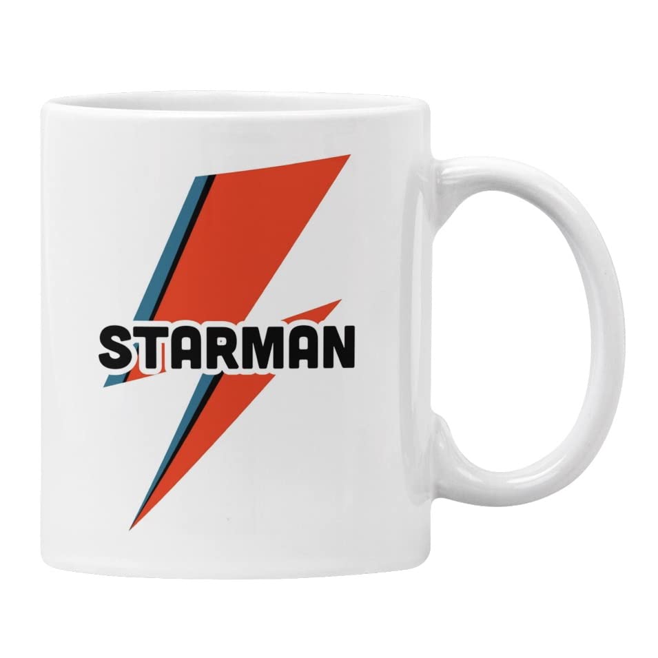 Plumfoolery Starman Mug David Bowie Glam Rock Cup Gift for Him (White)