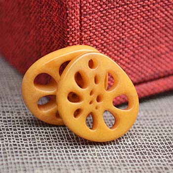 Wholesale Natural Ivory Fruit Bodhi Carved Lotus Root Whip Lotus Leaf DIY Hand-Woven Pendant Accessories Scattered Bead Jewelry - (Metal Color: a)