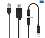 Micro USB to HDMI Adapter Android Devices, 6 feet Male to Male Cable +Micro 5pin to 11pin Adapter Samsung Galaxy S2, S3, S4, S5, Note 2, Note 3, Note Edge (NOT Galaxy S6 S7 S7 Edge, S8)