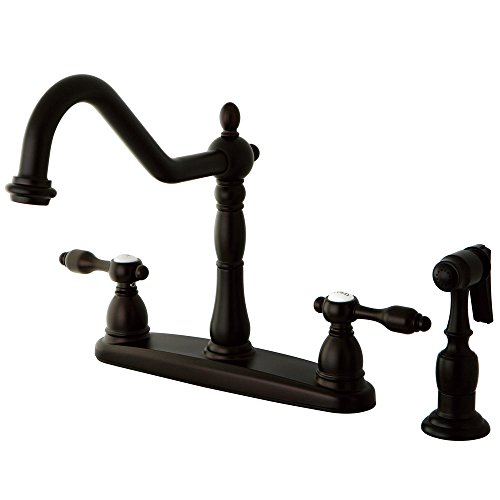 Kingston Brass KB1755TALBS+ Tudor 8 Inch Center Kitchen Faucet With Brass Spray…