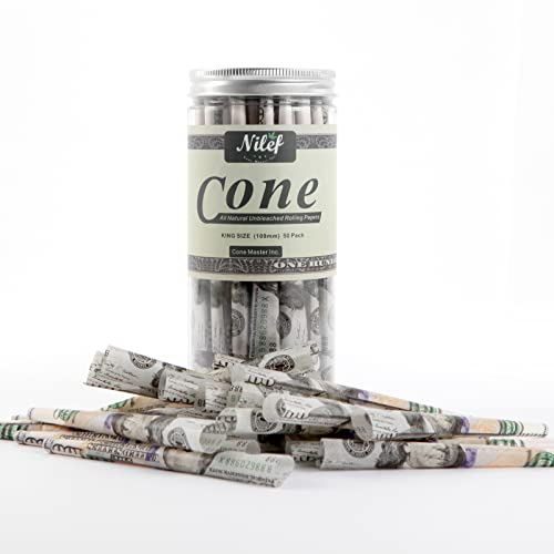 Nilef Dollar Pre Rolled Cones (50 Pack, King Size) Hundred Dollar Bill