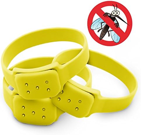 3 Mosquito Repellent Wristbands - Waterproof Anti Bed Bugs Bites and Insect Repeller - Deet Free Bracelet for Play and Sports (Yellow)