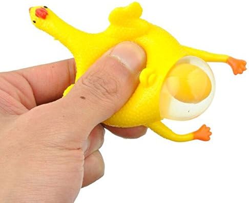 3 pack Squeeze Chicken Laying Egg Keychain,Stress Relief Vent Tricky Toys Gag Gift by Apearl