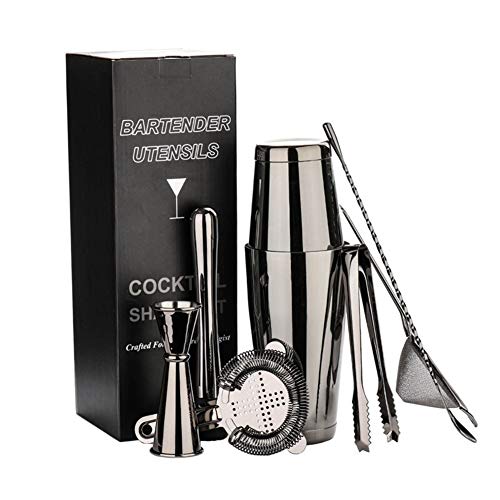 ARTFFEL Barkeeper-Set aus Edelstahl, robust, 7-teilig, Zubehör, Messbecher, Sieb, Geschenke, gesund (Farbe: Silber) – Bild 3