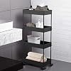 AOJIA 4 Tier Utility Cart, Bathroom Storage Cart Organizer Mobile Shelf Units Black Bathroom Cart with Wheels for…