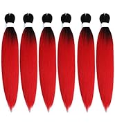 WOME Ombre Pre-stretched Braiding Hair 24 inch 6 Packs Ombre Red Professional Itch Free Hot Water...