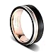 TUSEN JEWELRY Tungsten Carbide Wedding Band 8mm Rose Gold Line Ring Black and Silver Brushed Comfort Fit