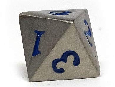 Legendary Silver Metal Polyhedral Dice Set with Electric Blue Signature Font | 7 Piece | Professional Edition | Free Display Case | Hand Checked Quality Control - Thumbnail 4