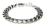 Benevolence LA Mens Bracelet Chain Silver Steel: Curb Chain Hand Bracelets for Charity