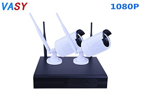 4PCS Megapixel 1080P Wireless Outdoor IP Camera System 70ft (20m) Night vision with 4 Channel Security 1080P HD Network IP NVR Wifi Kit Support Smartphone Remote view