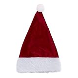 Christmas Santa Claus Costume with Beard,Velvet Men's Deluxe Santa Suit,Wine Red,M to L