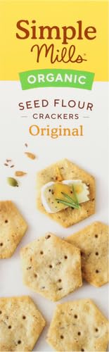 SIMPLE MILLS ORGANIC SEED CRACKERS, ORIGINAL – GLUTEN FREE, VEGAN, HEALTHY SNACKS, PALEO FRIENDLY, 4.25 OUNCE (PACK OF 1)