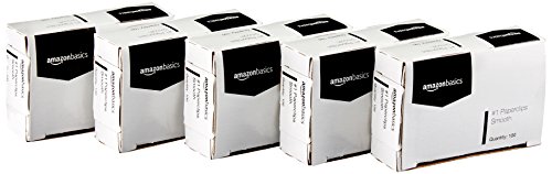 AmazonBasics No. 1 Paper Clips, Smooth, 100 Clip per Box, 10-Pack