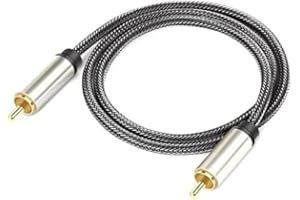High-Fidelity Digital RCA to RCA Male Coaxial Coax Audio Cable Tv Subwoofer Cord Plated Coaxial Coax Audio Cable, Black, 0.5M
