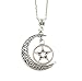 Silver Pentagram and Crescent Moon Pendant - Wiccan Jewelry, Pentacle Necklace, Pentagram Necklace