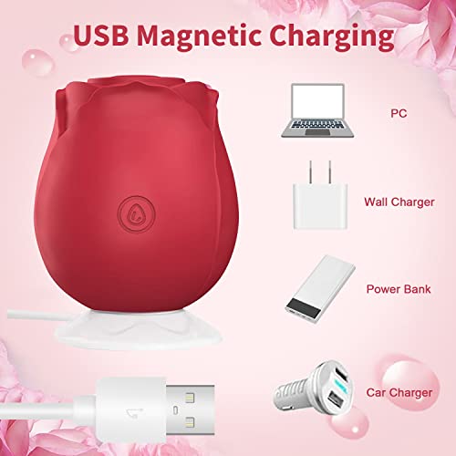 Rose Vibrator Toy for Female,G spot Clitoral Vibrator Sex Stimulator with 10 Sucking Modes,Waterproof and Rechargeable Sex Toys,Adults Goods Sex Toys Women Sex Toy for Solo or Couple