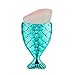 LandFox 4Pcs/Set Fish Scale Makeup Brush Fishtail Bottom Brush Powder Blush Makeup Cosmetic Brush (Blue)