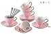 Jusalpha® Fine China Coffee Bar Espresso small Cups and Saucers Set of 6 (FD-TCS02 pink (6), 3oz)