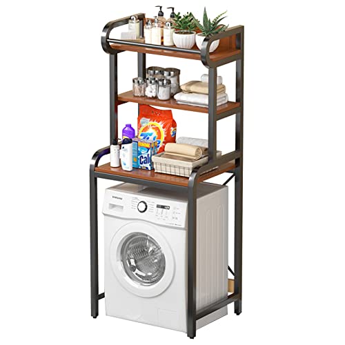 DAYONG Over Washing Machine Storage Rack, 3-Tier Laundry Organiser with Shelves, Bathroom Room Shelf, Shelving Units Clothes Dryers Shelf for Laundry Room, Balcony, Bathroom (Black)