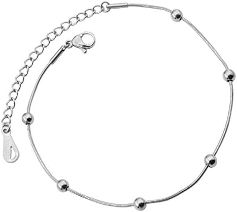 Stainless Steel Snake Chain Beads Bracelets Barefoot Sandal Ankle Anklets