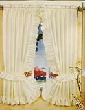 BONE BEIGE RUFFLED PRISCILLA FABRIC WINDOW CURTAIN