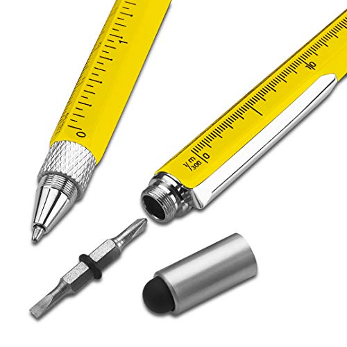 Screwdriver Pen Pocket Multi Tool Kit 6 in 1 - (2 Pack) Multi-Functional DIY Tool Set with Screwdriver, Stylus, Level Tool, Screwdriver Set & Tool Ruler with Phillips Flathead Bit - Perfect Mens Gift