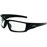 Uvex Hypershock Safety Glasses, Black Frame with Clear Lens &amp; HydroShield Anti-Fog Coating (S2940HS)