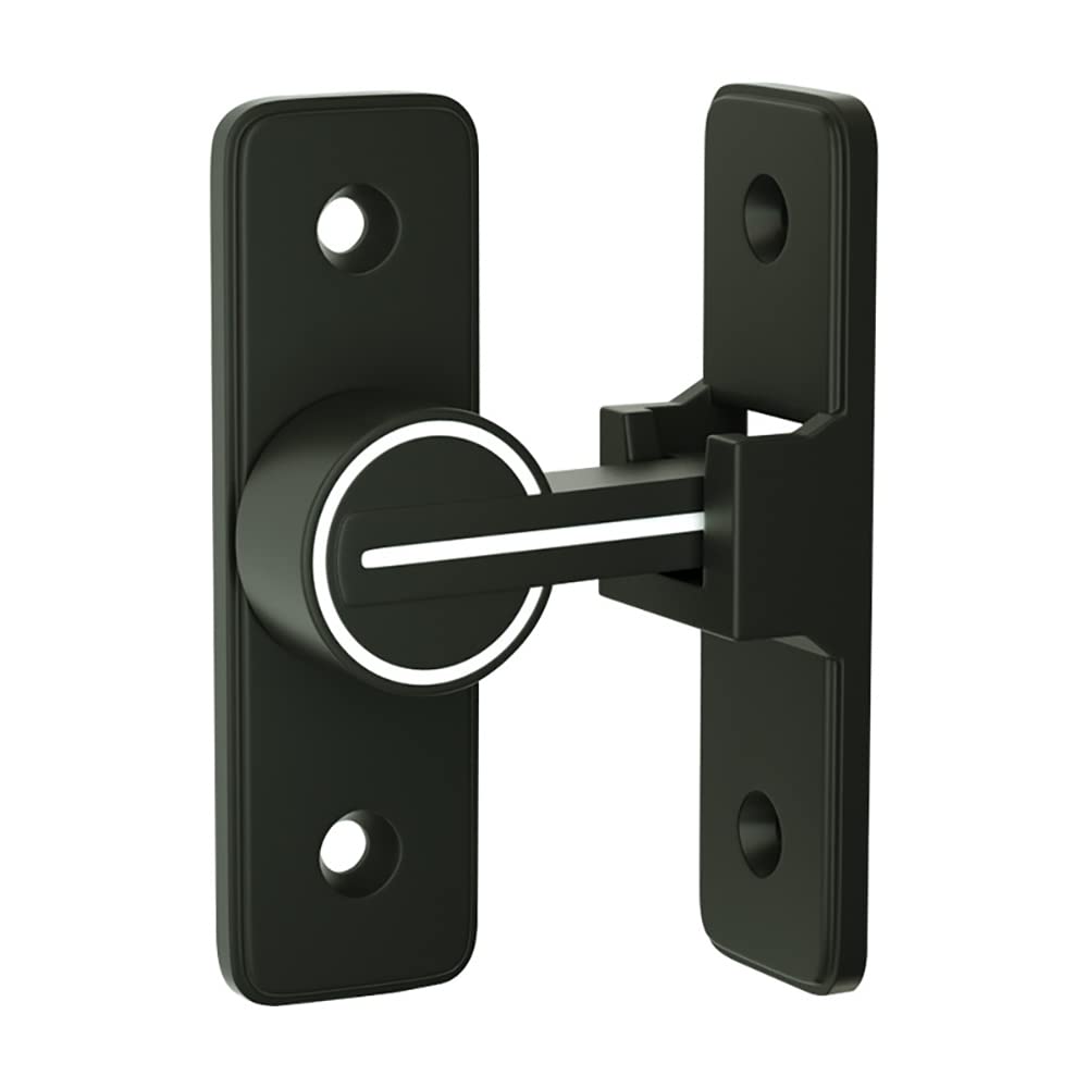 Flip Door Sliding Latch, 90 Degree Right Angle Heavy Duty Safety Door Latch, Anti-Theft Sliding Barn Door Lock Hardware for Garden, Garage, Window (Luminous Black)