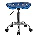 Flash Furniture Taylor Vibrant Bright Blue Tractor Seat and Chrome Stool