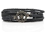 Orti Jewelry Original Fashion Bracelet – Handmade Leather, Metal & Rope Bangle, Stylish Design, Unisex Jewelry, Romantic Gift Idea – Compass Rope Leather Adjustable Unisex Charm Bracelet