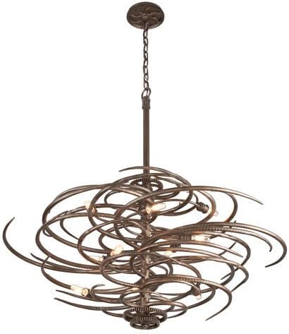 Pendants 10 Light With Reolution Bronze Finish Hand-Forged Iron Material Candelabra 30 inch Long 600 Watts