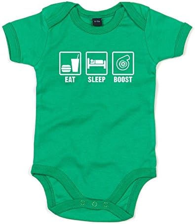 Eat Sleep Boost, Printed Baby Grow - Kelly Green/White 3-6 Months