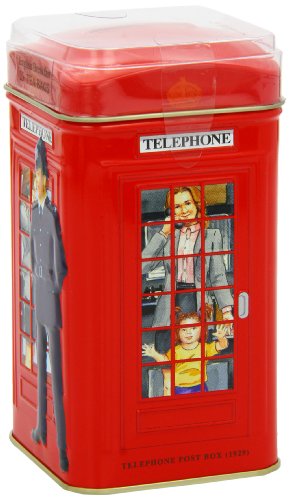 AHMAD TEA LONDON TELEPHONE BOX CADDY GIFT TIN, 20 TEABAG, ENGLISH BREAKFAST
