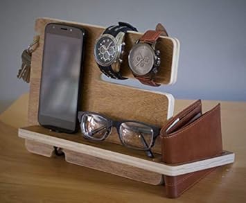 Docking Station Wood Organizer Glasses Holder Wooden Phone Stand Husband Gift Charging Dock Nightstand Organizer Mens Gift Amazon Ca Office Products