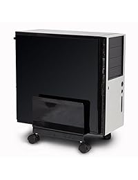 ?Soporte para computadora Syba, de acero, para gabinete ATX, con ancho ajustable y 4 ruedas Caster, Negro (Steel Black)