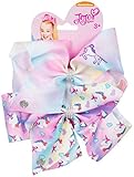 JoJo Bows Signature Collection 2 x Large Hair Bows Set Pink Unicorn Pattern Best Stocking Filler Gift For Girls
