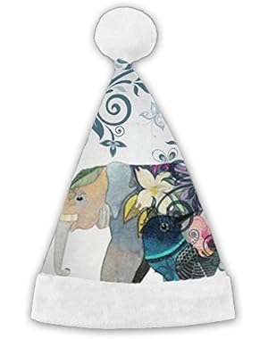 Christmas Hat Bright Elephant 3D Graphic Printed Santa Cap For Adults And Children