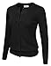 JJ Perfection Women's Long Sleeve Round Neck Gem Button Cardigan
