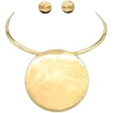 COLORFUL BLING Exaggerated African Choker Necklace Punk Egypt Tribal Chunky Collar Thick Geometric Statement Necklace with Earrings Jewelry Set for Women