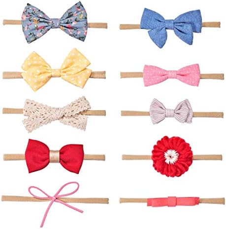 Baby Girl Headbands and Bows, Hair Accessories for Newborn Infant Toddler 10 Pack