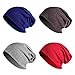 JOYEBUY 4 Pack Women Men Stylish Cotton Beanie Cap Slouchy Beanies Hats Soft Sleep Cap (Style C)