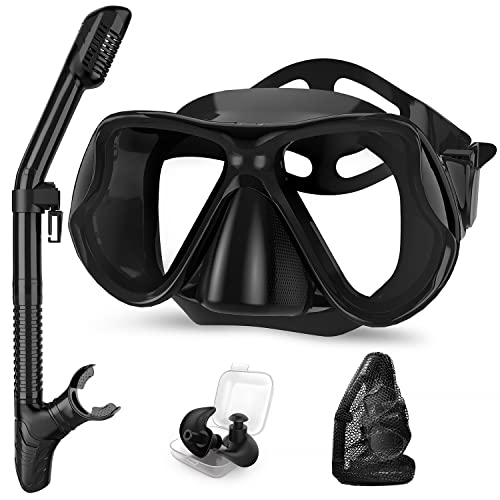Dry Snorkel Set, 3 in 1 Snorkeling Gear Set with AntiFog Diving Mask