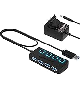 Sabrent 4-Port USB 3.0 Hub mit einzelnen LED-beleuchteten Netzschaltern, inklusive 5V / 2.5A Netz...