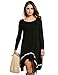 Meaneor Shirt Dress for Women, Womens Long Sleeve Casual Irregular Hem Loose Tunic Shirt Dress-Valentine's Days Gift for Her (Black,L)