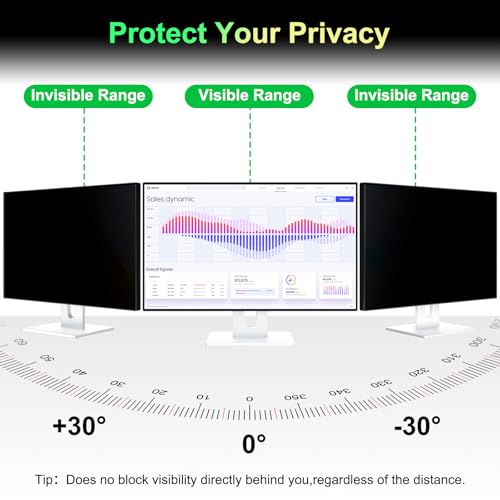 [2 Pack] Magnetic 27 Inch Monitor Privacy Screen for 16:9 Aspect Ratio Widescreen Monitor,Removable Anti Glare Computer Screen Privacy Shield Protector, Blue Light Filter
