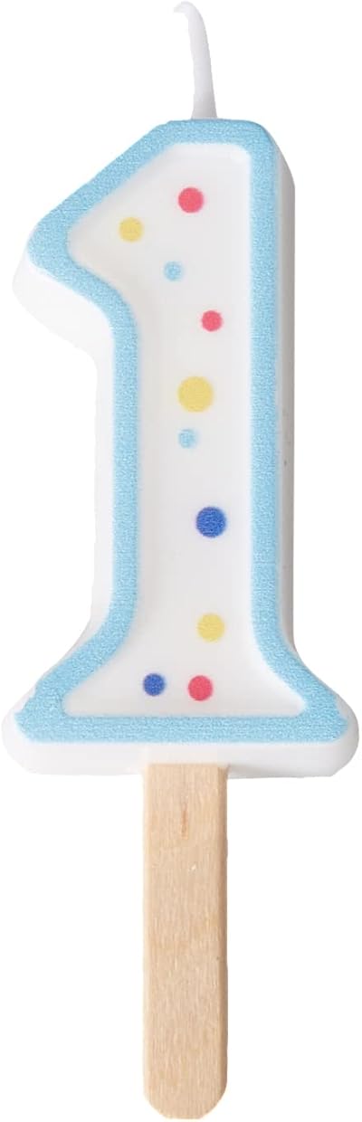 PME Blue Number 1 Candle Small 4.3 cm on Wooden Stick