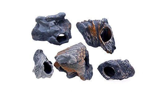 DR. MOSS Cichlid Stone 5 pc Luxury Set - Ceramic Rock Cave Aquarium Decorations - Fish Tank Decor