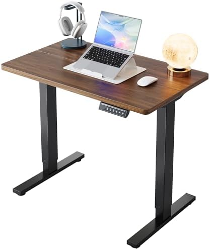 Secretária Elétrica Ajustável em Altura 80 x 48cm, 4 Configurações de Altura Memorizáveis, Secretária para Trabalhos de Casa e Computador, Nogueira Preta